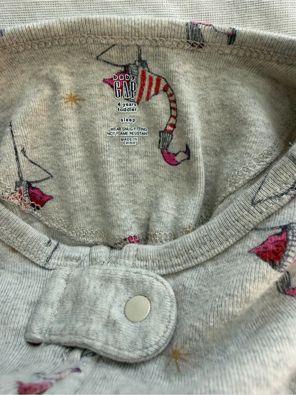GAP Baby 4T Grey Flamingo Print One-Piece Pajamas Zip Front